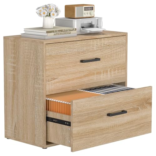 FATIGOS 2 Drawer Lateral File Cabinets, Wooden File Cabinets for Home Office, Large Office Filing Cabinet with Drawer, Printer Stand for Hanging Files/Letter/Legal Size, Oak