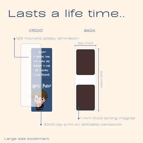 Image of Dia & Tia - 8 Elegant & Durable Themed Magnetic Bookmarks Set � Nature, Fantasy, Inspirational Quotes, and More | Perfect for Book Lovers, Students, and Gift Ideas (Harry Potter, Large - 5x15 cm)