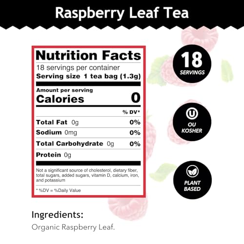 Buddha Teas Organic Raspberry Leaf - Kosher, Caffeine-Free, GMO-Free - 18 Bleach-Free Bags