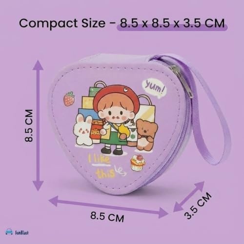 Image of FunBlast Triangle Coin Pouch for Kids - Cute Cartoon Design Mini Purse, Multipurpose Coins Pouch, Small Zipper Wallet for Kids & Girls, Kawaii Coin Bag (Random-Purple)