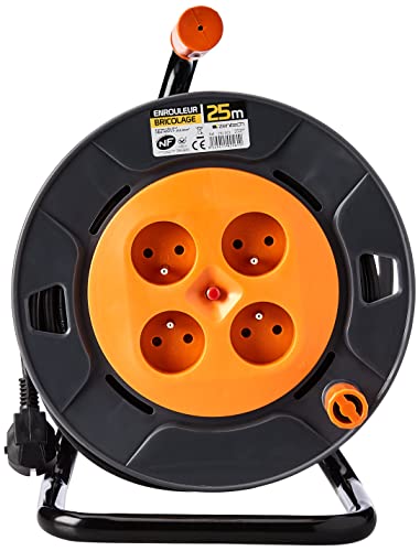 zenitech enrouleur 4 prises ho5vv f 3g1mm² 25m + coupe circuit & enrouleur ménager 15m 3g1 mm² anis zenitech