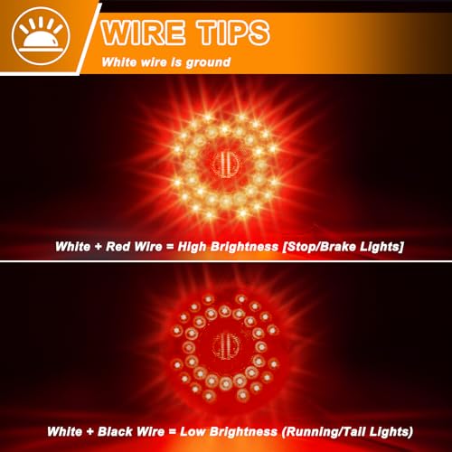 Image of 7 inch Inch Round LED Trailer Tail Lights Red 2Pcs 36 LED Bus Stop Brake Taillight Turn Tail Lights Waterproof for Truck Trailer RV UTV Reflex Lens with Gasket 10-30V