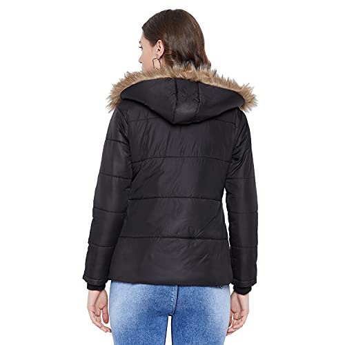 Image of VERO AMORE Women's Black winter wear full sleeve solid parka Jacket-2175A