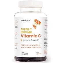 Time Release Vitamin C 1000 mg + Vitamin D3 1000 IU + Zinc 30 mg | Immune Support & Collagen Boost | Non-GMO, All-Day Antioxidant | 120 Tablets Super C