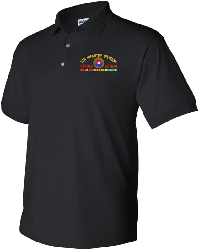 9th Infantry Division Vietnam Veteran with Ribbons Embroidered Polo
