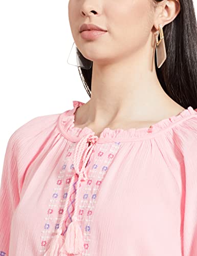 Image of Max Women Embroidered Tie-Up Neck Top