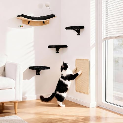 Sistema de muebles de pared para gatos, 5 piezas miniatura 3