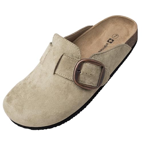 Image of Alpine Swiss Edith Womens Clogs Cork Footbed Slippers Mules Slip On Potato Shoes Taupe 8 M US