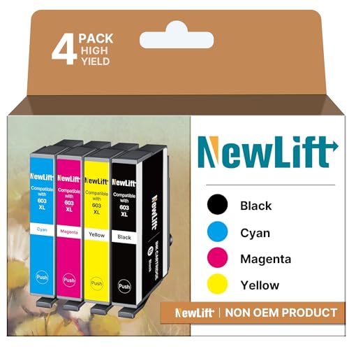 NewLift 603XL Druckerpatronen Kompatibel für Epson 603 Tintenpatronen für Expression Home XP-4155 XP-3100 XP-2100 XP-4150 XP-4105 XP-4100 XP-3155 XP-3150 XP-3105 XP-2155 Workforce(‎‎‎‎‎‎‎4er-Pack)