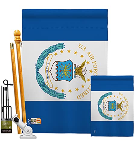 Americana Home & Garden Air Kit Armed Forces USAF United State American Military Veteran Retire Official Decoration Banner Small Yard Gift Double-Sided, 1 x House & 1 x Garden Flags, Made in USA