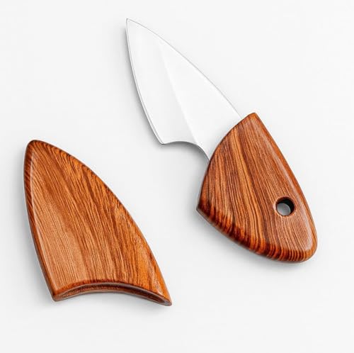 Image of Wizbiz Mini EDC Paring Knife with Wooden Handle & Sheath | Stainless Steel Sharp Blade | Fruit & Vegetable Peeling Knife | Kitchen, Travel Utility Knife