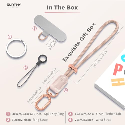 Image of SURPHY Phone Wrist Strap, Keychain Wristlet, Phone Lanyard with Tether Tab