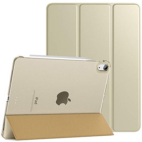 iPad Air5 ケース 2022 iPad air 4 ケース 2020 10.9インチ TiMOVO iPad Air 第5世代 /第4世代 半透明 ハードカバー PUレーザー 開閉式 三つ折り スタンド マグネット オートスリープ機能 Apple Pencil第2世代 ワイヤレス充電対応 耐衝撃 軽量 落下防止 精密設計 着脱簡単 シャンパン ゴールド