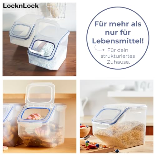 LocknLock PP Classic Küchen Caddy mit Klappdeckel | 5L | 25,7 x 15,7 x 19,1 cm | Vorratsdose Schüttdose | Halb Luftdichte Aufbewahrungsbox für Lebensmittel | Müslispender
