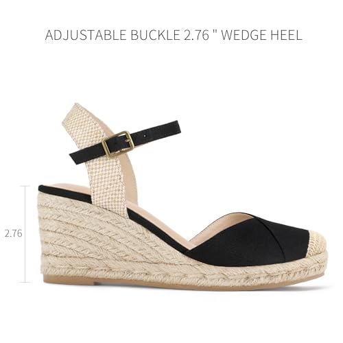 Image of Qonetic Women's Espadrille Wedge Sandals Closed Toe Platform Summer Shoes