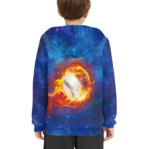 Sweat à capuche baseball Ice Fire manches longues imprimé 3D - 6