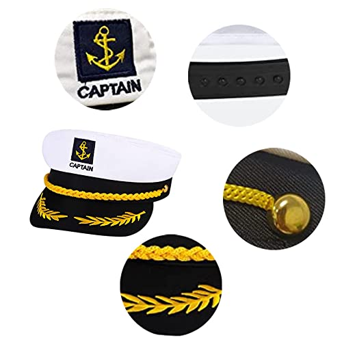 Sailor's Hat, Adjustable Captain's Hat, Sailor Costume Accessories for Yacht Women Men Cosplay Halloween Carnival, White