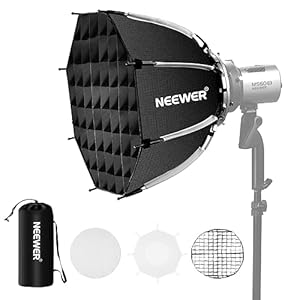 NEEWER 17.7″/45cm Octagonal Softbox Bowens Mount, Quick Folding Quick Set Up with Diffusers/Honeycomb Grid/Bag for Q4 RGB CB60 MS60B MS60C MS150B Compatible with Godox Aputure Video Studio Light, NS1P