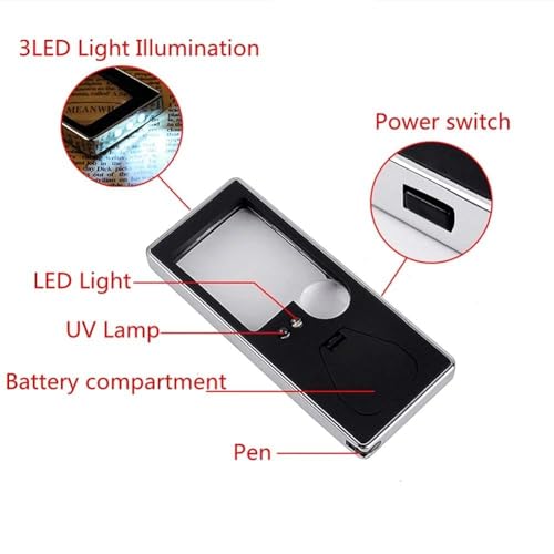 Magnifying glass 3X 10X lentille double HD compacte avec éclairage LED et UV - 6