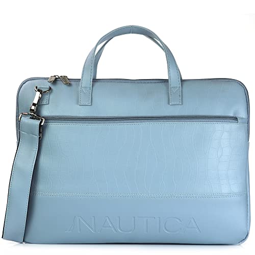 Image of Nautica Padded Laptop Sleeve Stylish Leatherette Bag | Waterproof Protective Cover with Handle & Detachable Sling Strap | Compact and Comfortable for Travelling | Suitable up to 15.6 Inch Laptop