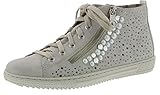  Rieker L9434 Damen Kurzstiefel, Stiefel, Boots, Stiefelette mit Schmucksteinen und Lochung grau (Fog / 40), EU 38