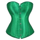 Zhitunemi Women's Bustier Corset Top Sexy Lingerie Sets Green Satin Waist Cincher