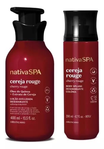 Nativa SPA Cereja Rouge Kit, Loção Corporal e Splash de Banho, 400