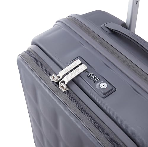 Image of American Tourister Bitbloc | Cabin Trolley Bag (55.5 cm) | 34 Ltrs | 360 8 Wheel Spinner | Hard Case | Recessed TSA Lock | 3 Years Global Warranty | Grey