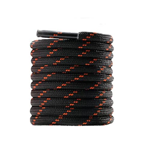 Round Work Boot Laces Heavy Duty,Strong Boots Laces for Walking Boots Hiking Boots Steel Toe Cap Boots Safety Boots Hunting Boots,Mens Womens Thick Replacement Boot Shoelaces 1Pair,Black/Brown 90CM Cover