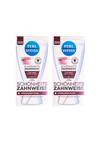 2x Perlweiss Schönheits-Zahnweiss 50ml sichtbar weissere Zähne, Zahncreme, Zahnpasta, Weisse Zähne