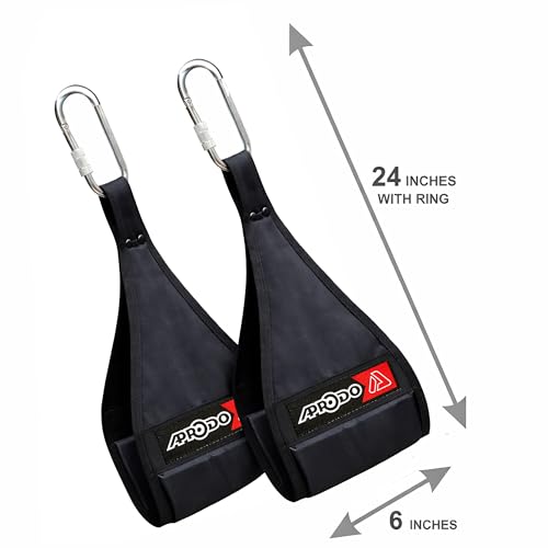 Image of APRODO Heavy Duty Pair For Pull Up Bar Hanging Leg Raiser Fitness With Big D-Ring Steel Quick Connectors, Superb Arm Padding For Abdominal Training Workout Equipment (ALL BLACK)