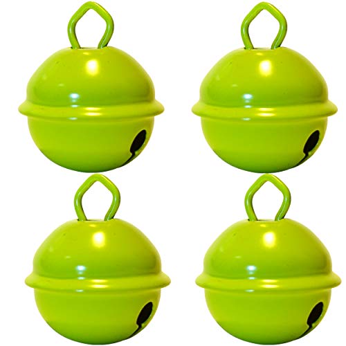 Cascabeles limo Verde Grandes (25mm x4 Campanillas de Bronce Musicales Sonoros) - 16 Colores MUSIKID (Bebe Niños) Para Manualidades Navidad Boda Sonajeros Muñeca Perros Pesca Carnaval Gato Montessori