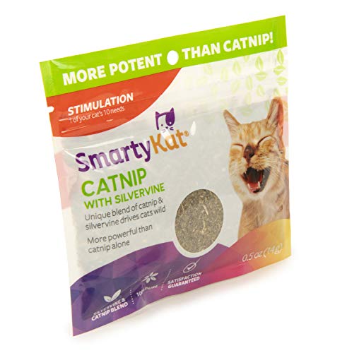 SmartyKat, Catnip with Silvervine, for Cats, Loose Catnip Herb, Pure, Potent, Resealable Pouch, 0.5 Oz