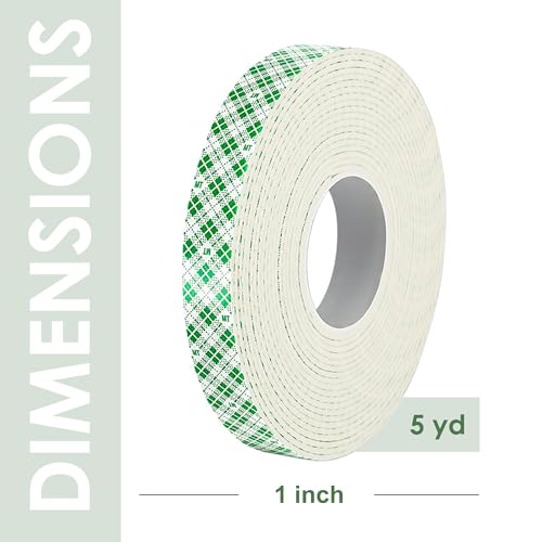 Image of Double Sided Foam Tape, 4016, 1 inch x 5 Yards, White, Heavy Duty, Double Coated Polyurethane Foam Tape, Perfect for Indoor Mounting, Bonding, Attaching, Crafting, Card Making Projects