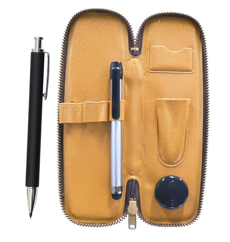 チャック式コンパクトペンケース メタルタッチ棒銀と押し出し成型ラバー軸真鍮ノックシャープペンセット 黒 S-ALST-HS301S