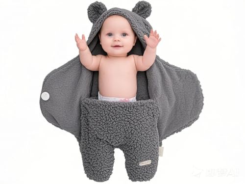 Image of BlueSnail Newborn Receiving Blanket Baby Sleeping Wrap Swaddle 0-3 Months, 8-13 lbs (Gray)