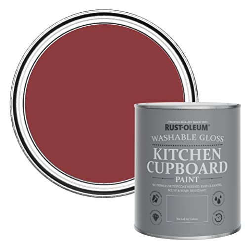 Rust-Oleum 750ml Watercolour PAINT - Empire Red Gloss Finish - Red Kitchen Cupboard Paint ( Interior, Wood, 14 sqm/l Coverage, Water-resistant, Washable, Tin)