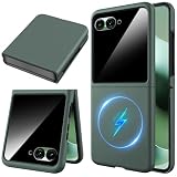 Miimall Magnetische Hülle für Motorola Razr 70 Ultra Hülle mit Bildschirmschutz Privatsphäre, Leicht Dünn Anti-Kratz Stoßfest Militärschutz Hülle für Motorola Razr 70Ultra/60Ultra/50Ultra Cover-Grün