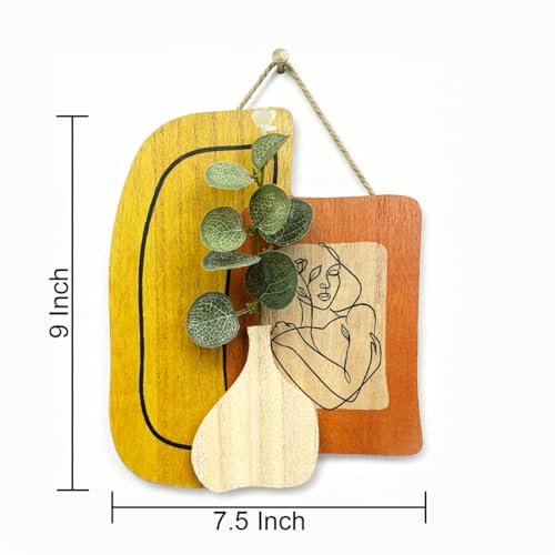 Image of Art Street Boho Modern Art Wall hanging MDF With Artificial Plant for Home & Office Decor, Living Room Decoration -Size: 9x7.5 Inch