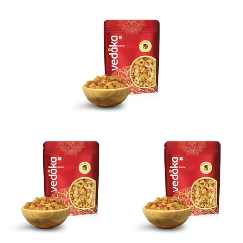 Image of Amazon Brand - Vedaka Premium Fresh Raisins | 500 g | Kismish | Sweet Fruity Taste | Soft Chewy Texture | Healthy Snack | Natural Source of Antioxidants, Potassium and Fiber (Pack of 3)