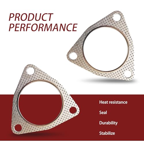 Image of 2 PCS Car Exhaust Pipe Interface Gasket, 2.99 inch ID Thickened Design Metal Three-hole Stable Structure Exhaust Flange Gasket Replacement, Automotive Exhaust Turbo Accessorie for Cars (Silver)