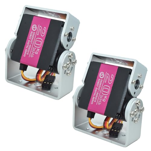 HiRCgo 2Pcs 20KG Digital RC Servo with U Mount Brackets, RDS3218 Dual Shafts Full Metal Gear Steering Servos for 1:8 1:10 RC Cars Buggy Truggy Boat Robotic Arm 180°