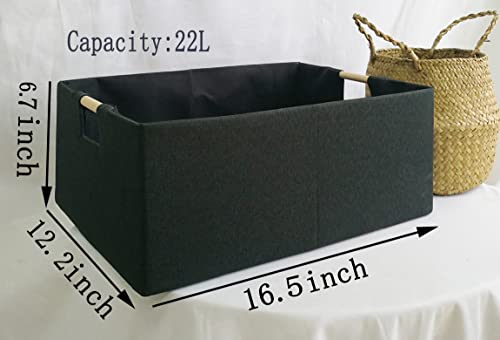 Image of Storage Bin for Shelves Rectangle Closet Baskets Foldable Box with Handles Black Storage Boxes for Home Office Car Dormroom