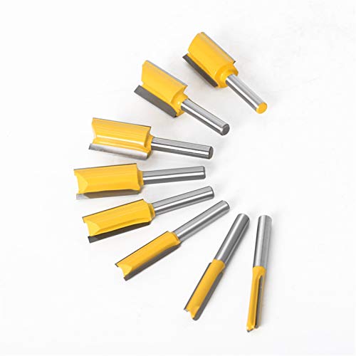 Zkenyao-Router Bit 1/4 Shank Straight Bit Tungsten Carbide Single Double Flute Router Bit Wood Milling Cutter for Woodwork, 1pc, Use Safety Reliable (Cutting Edge Length : 7PCS 6.35mm Shank)