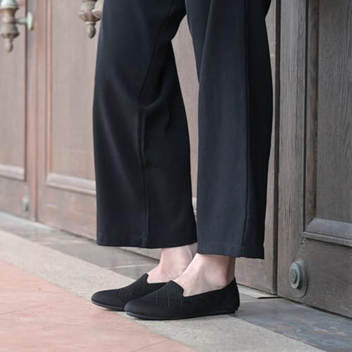 Image of poemlady Women's Ballet Flat Shoes Dress Shoes Knit Round Toe Slip On Ballerina Walking Flats Shoes for Woman Low Wedge Casual