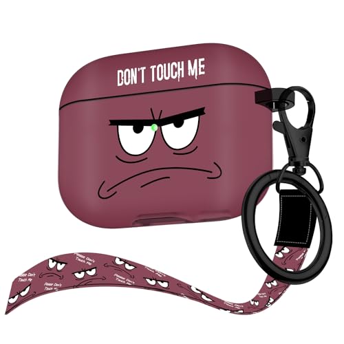 Image of for Airpods Pro 2nd Generation Case,Don't Touch Me Cool Cover with Lanyard Big Eyes Cute Cartoon for Airpods Pro 2nd Generation Case,Soft Shockproof Cover for Women Men-Claret