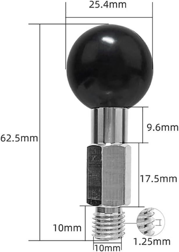 Ball Base M10X1.25 Male Thread Mount Metal Motorcycle Motorbike for Ram Mount