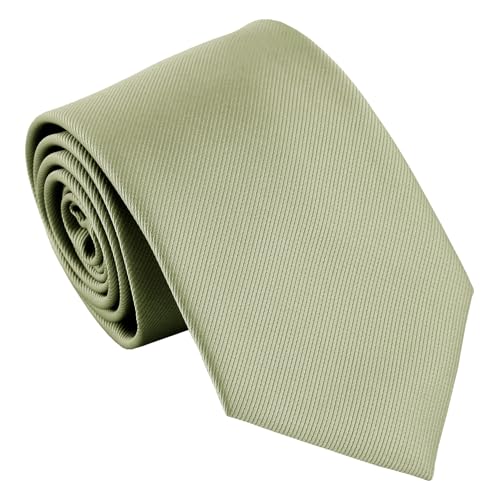 DQT Mens Plain Twill Wedding Formal & Business 8cm Classic Tie - Sage