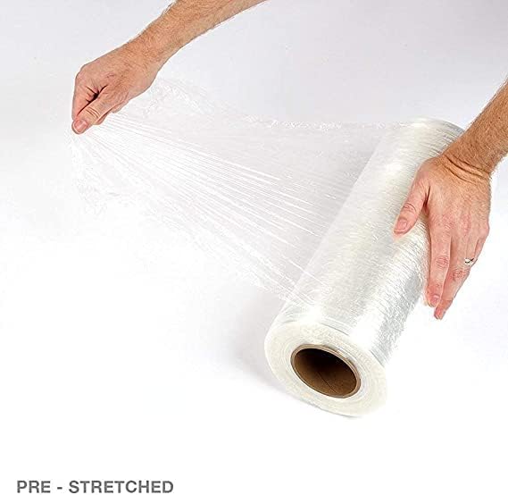 14.5" Pre-Stretched Plastic Film Wrap1450 Feet - 8.6 Micron Thick Wrap - Premium Polyethylene Standard Bundling Cast Stretch Wrap - Industrial Strength Technology Packaging Supplies 4 Pack