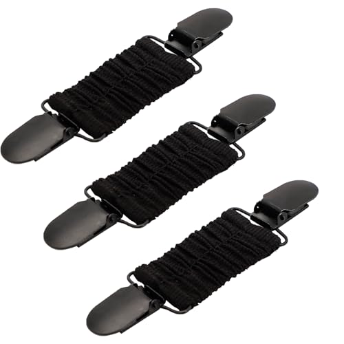 Image of 3PCS Dress Back Cinch - Adjustable Elastic Shawl Clips, Scarf & Cardigan Collar Clips for Tightening Dress, Sweaters, Shawls, Black